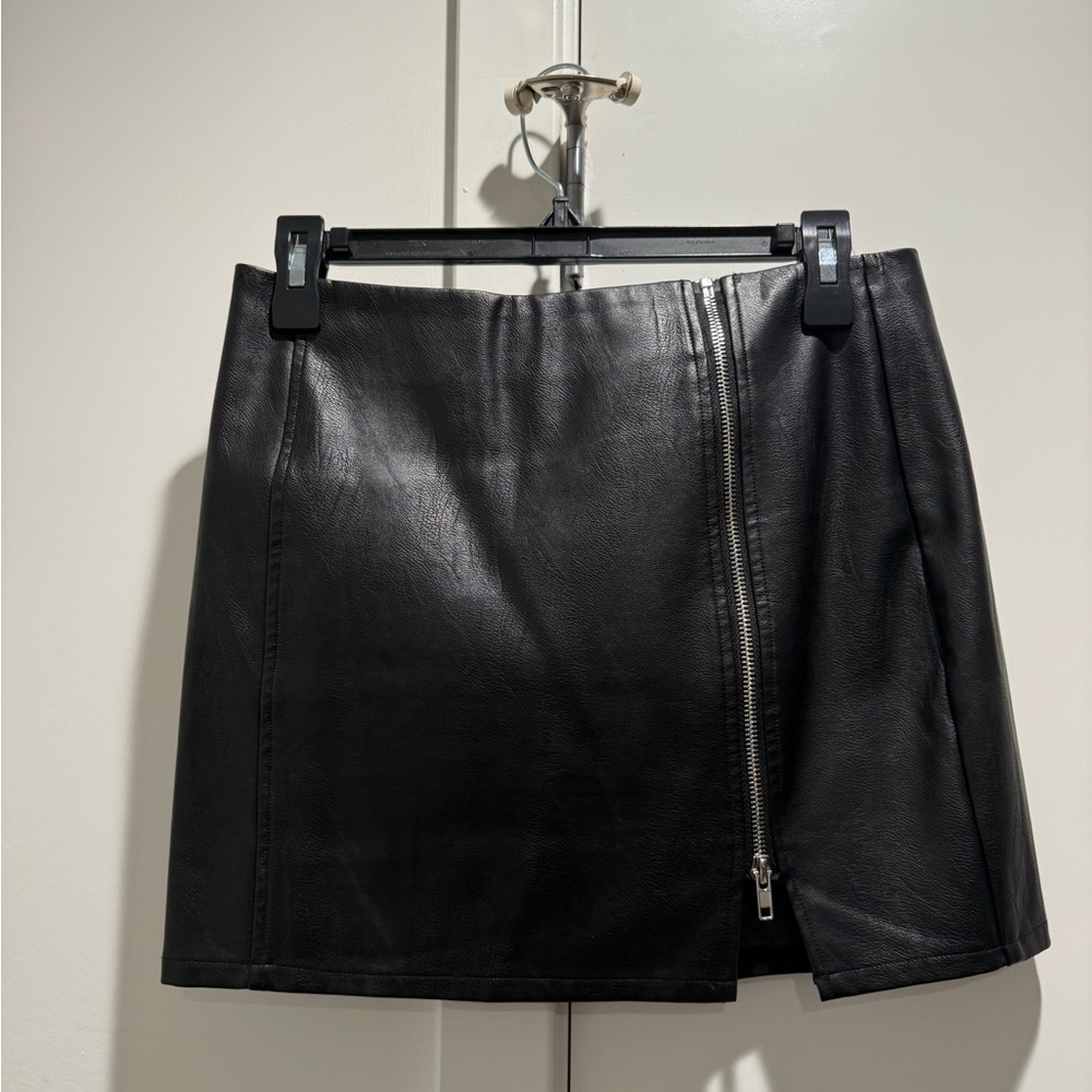 Superdown Black Mini Skirt with Zip Detail